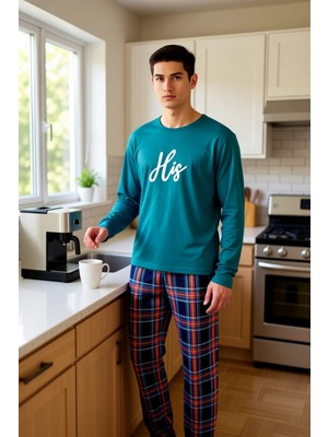 FRM Erkek Kışlık Ekose Desenli Pijama Takımı Bisiklet Yaka Fonksiyonel Dayanıklı Kaliteli Spor