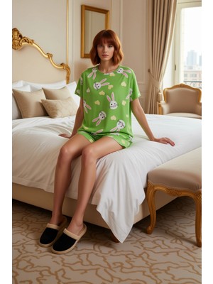 Ersefa Kadın Ayıcık Desenli Pamuklu Pijama Takımı Lounge Giyim Fonksiyonel Dayanıklı Kaliteli Şık