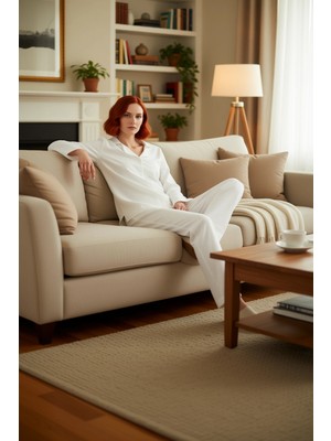 PayBuy Kadın Müslin Kumaş Gömlek Yaka Pijama Takımı Fonksiyonel Dayanıklı Kaliteli Konforlu Rahat