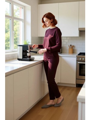 FRM Kadın Antrasit Kaşkorse Örme Ev Giyim Takımı Fonksiyonel Dayanıklı Kaliteli Konforlu Rahat