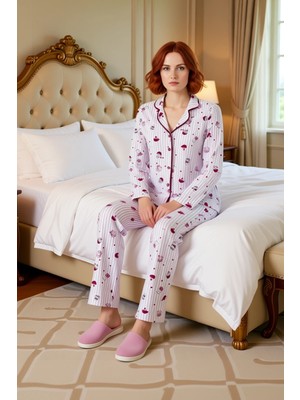 Ersefa Kadin Kalpli Pijama Takımı Gömlek Yaka Biyeli Fonksiyonel Dayanıklı Kaliteli Konforlu Spor