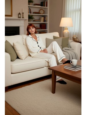 PayBuy Kadın Açık Kalp Nakışlı Viskon Pijama Takımı Fonksiyonel Dayanıklı Kaliteli Konforlu Rahat