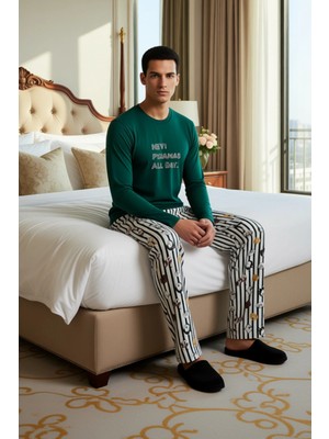 Ersefa Erkek Baskılı Bisiklet Yaka Pijama Takımı Cool & Comfort Fonksiyonel Dayanıklı Kaliteli Şık