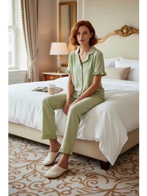 Ersefa Kadın Boru Paça Pijama Altı ve Gömlek Takımı Fonksiyonel Dayanıklı Kaliteli Konforlu Rahat