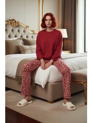 Ersefa Kadın Leopar Desenli Polar Pijama Takımı Fonksiyonel Dayanıklı Kaliteli Konforlu Estetik Şık