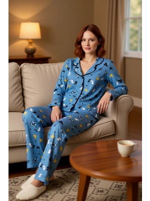 PayBuy Kadin Desenli Gömlek Yaka Pijama Takımı Fonksiyonel Dayanıklı Kaliteli Konforlu Estetik Şık