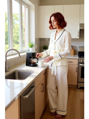 FRM Kadın Viskon Pijama Gömlek Pantolon Takımı Fonksiyonel Dayanıklı Kaliteli Konforlu Estetik