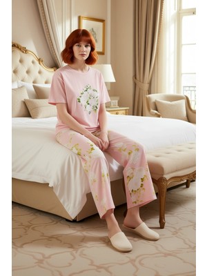 Ersefa Kadın Çiçek Desenli Pamuklu Pijama Takımı Fonksiyonel Dayanıklı Kaliteli Konforlu Estetik Şık