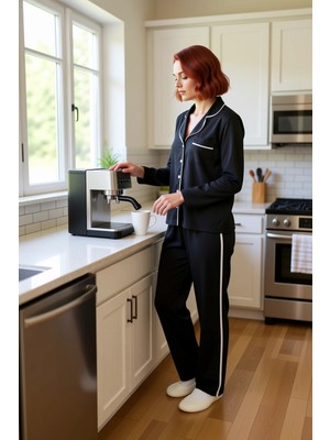 FRM Kadın Biye Detaylı Lounge Pijama Takımı Fonksiyonel Dayanıklı Kaliteli Konforlu Estetik Şık