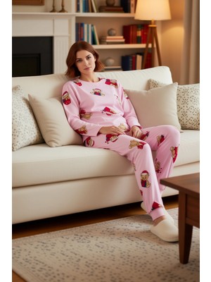 PayBuy Kadin Ayiciikli Yılbaşı Temali Pijama Takımı Fonksiyonel Dayanıklı Kaliteli Konforlu Rahat