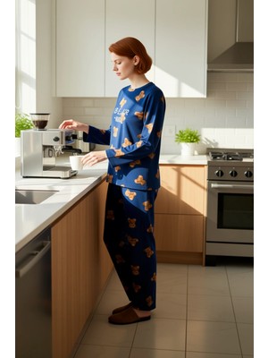 FRM Kadın Polar Ayıcıklı Pijama Takımı Fonksiyonel Dayanıklı Kaliteli Konforlu Estetik Premium