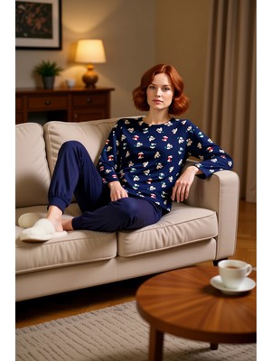 PayBuy Kadın Ayıcıklı Pamuklu Pijama Takımı Kış Temalı Fonksiyonel Dayanıklı Kaliteli Konforlu Şık