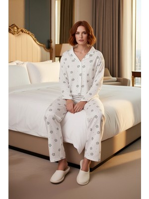 Ersefa Kadın Çiçek Desenli Uzun Kollu Pijama Takımı Fonksiyonel Dayanıklı Kaliteli Konforlu Rahat