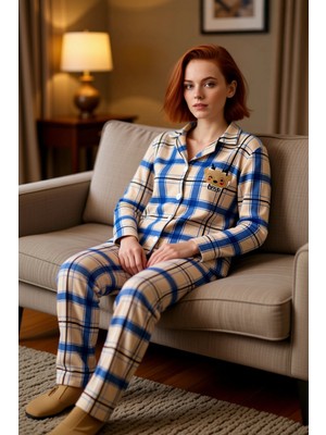 PayBuy Kadin Ekose Polar Pijama Takımı Kirmizi Detayli Fonksiyonel Dayanıklı Kaliteli Konforlu Şık