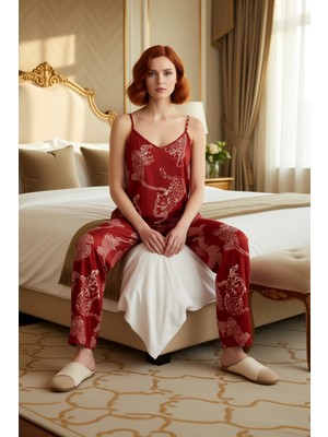 Ersefa Kadın Viskon Kaplan Baskılı Pijama Takımı Fonksiyonel Dayanıklı Kaliteli Konforlu Estetik Şık