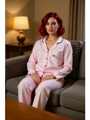 PayBuy Kadın Baskılı Gömlek Yaka Pijama Takımı Fonksiyonel Dayanıklı Kaliteli Konforlu Estetik Şık