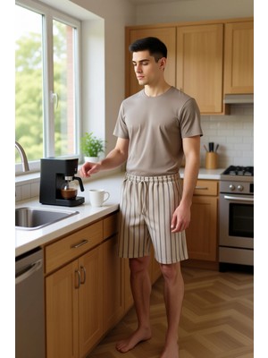 FRM Erkek Çizgili Regular Fit Pijama Seti Fonksiyonel Dayanıklı Kaliteli Konforlu Estetik Spor