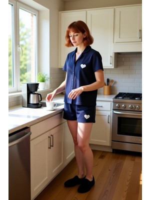 FRM Kadın Kalpli Ev Giyim Pijama Seti Fonksiyonel Dayanıklı Kaliteli Konforlu Estetik Premium Şık