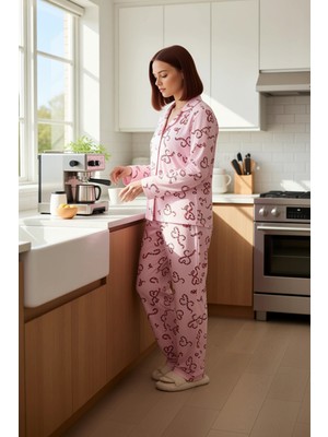 FRM Kadın Kışlık Yılbaşı Desenli Pijama Takımı Gömlek Yaka Fonksiyonel Dayanıklı Kaliteli Spor