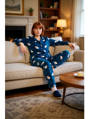 PayBuy Kadın Petrol Penguen Desenli Polar Pijama Takımı Fonksiyonel Dayanıklı Kaliteli Konforlu Şık