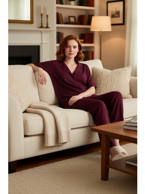 PayBuy Kadın Viskon Gömlek Yaka Pijama Takımı Fonksiyonel Dayanıklı Kaliteli Konforlu Estetik Şık