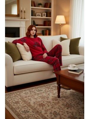 PayBuy Kadin Kirmizi Ayicikli Polar Pijama Takımı Fonksiyonel Dayanıklı Kaliteli Konforlu Estetik