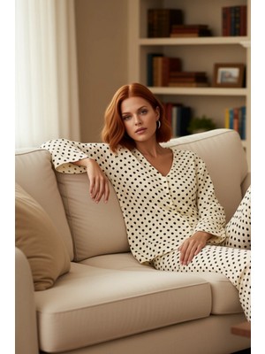 PayBuy Puantiyeli Müslin Dokuma Gömlek Pantolon Takımı Kadın Fonksiyonel Dayanıklı Kaliteli Rahat