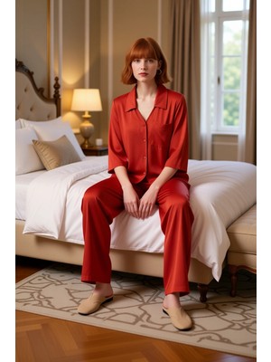 Ersefa Kadın Viskon Süprem Lounge Gömlek ve Pantolon Seti Fonksiyonel Dayanıklı Kaliteli Konforlu