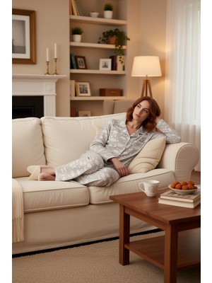 PayBuy Çiçek Desenli Gömlek Yaka Pijama Takımı Kadın Fonksiyonel Dayanıklı Kaliteli Konforlu Spor