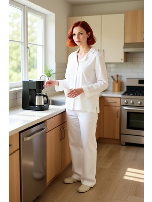 FRM Kadın Müslin Dokuma Pijama Takımı Gömlek Yaka Fonksiyonel Dayanıklı Kaliteli Konforlu Spor