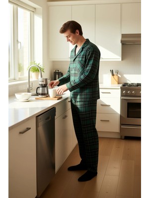 FRM Erkek Ekose Gömlek ve Pantolon Pijama Seti Fonksiyonel Dayanıklı Kaliteli Konforlu Estetik