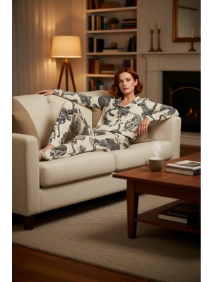 PayBuy Kadin Kaplan Desenli Viskon Pijama Takımı Antrasit Fonksiyonel Dayanıklı Kaliteli Konforlu