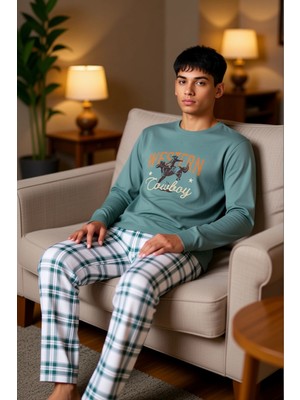 PayBuy Erkek Bisiklet Yaka Ekose Desenli Pijama Takımı Fonksiyonel Dayanıklı Kaliteli Konforlu Şık
