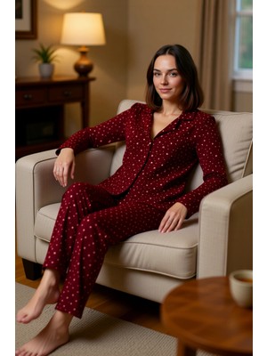 PayBuy Kadın Galaksi Desenli Gömlek Yaka Pijama Takımı Fonksiyonel Dayanıklı Kaliteli Konforlu Şık