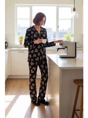 FRM Kadın Baskılı Pijama Takımı Fonksiyonel Dayanıklı Kaliteli Konforlu Estetik Premium Modern
