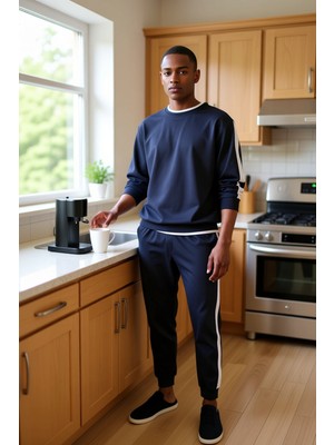 FRM Erkek Şerit Detaylı Relaxed Fit Pijama Takımı Fonksiyonel Dayanıklı Kaliteli Konforlu Spor