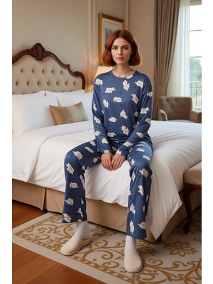 Ersefa Kadın Ekose Desenli Uzun Kollu Pijama Takımı Fonksiyonel Dayanıklı Kaliteli Konforlu Rahat