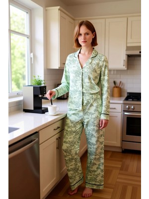 FRM Kadın Uzun Kollu Çiçekli Pijama Takımı Fonksiyonel Dayanıklı Kaliteli Konforlu Estetik Şık