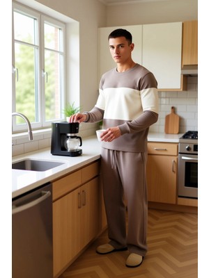 FRM Unisex Renk Bloklu Waffle Dokulu Pijama Takımı Fonksiyonel Dayanıklı Kaliteli Konforlu Şık