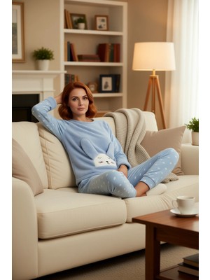 PayBuy Kadın Kalpli Polar Pijama Takımı ve Uyku Bandı Seti Fonksiyonel Dayanıklı Kaliteli Estetik