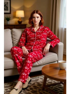 PayBuy Kadin Kirmizi Hayvan Desenli Polar Pijama Takımı Fonksiyonel Dayanıklı Kaliteli Konforlu Şık