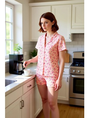 FRM Kadın Kalpli Baskılı Lounge Pijama Takımı Fonksiyonel Dayanıklı Kaliteli Konforlu Estetik Şık