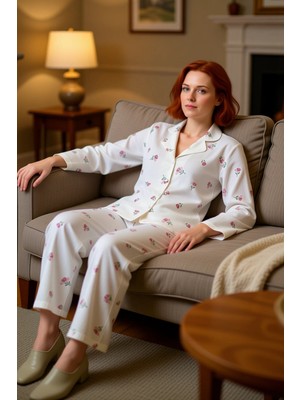 PayBuy Kadın Çiçekli Gömlek Yaka Pijama Takımı Fonksiyonel Dayanıklı Kaliteli Konforlu Estetik Şık