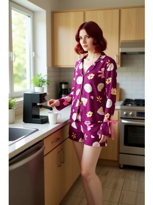 FRM Kadın Viskon Pijama Takımı Fiyonklu Kurdele Detaylı Fonksiyonel Dayanıklı Kaliteli Estetik