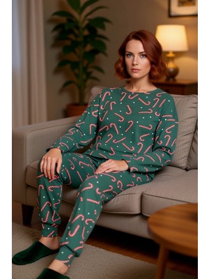 PayBuy Kadın Renk Yılbaşı Temalı Pamuklu Pijama Takımı Fonksiyonel Dayanıklı Kaliteli Konforlu Şık