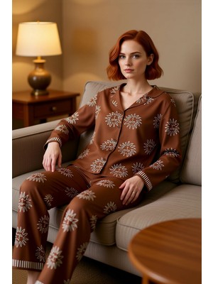 PayBuy Kadın Galaksi Baskılı Gömlek ve Pantolon Pijama Takımı Fonksiyonel Dayanıklı Kaliteli Spor