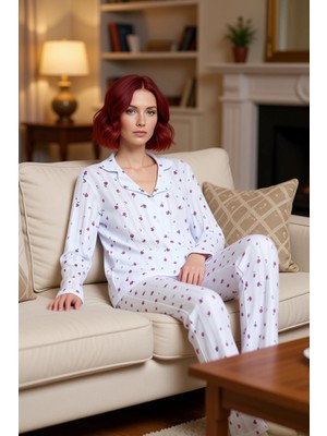 PayBuy Kadın Çiçekli Gömlek Yaka Pijama Takımı Fonksiyonel Dayanıklı Kaliteli Konforlu Estetik Şık