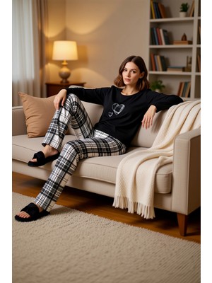 PayBuy Kadin Kirmizi Yılbaşı Temali Pamuklu Pijama Takımı Fonksiyonel Dayanıklı Kaliteli Konforlu