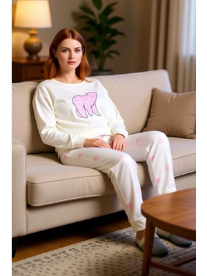 PayBuy Kadın Yıldız Desenli Bisiklet Yaka Pijama Takımı Fonksiyonel Dayanıklı Kaliteli Konforlu Şık