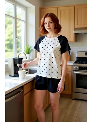 FRM Kadın Kalp Desenli Reglan Kol Pijama Seti Fonksiyonel Dayanıklı Kaliteli Konforlu Estetik Şık